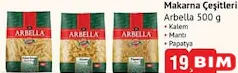 ARBELLA MAKARNA ÇEŞİTLERİ 500 G fiyat ve kampanya bilgisi